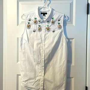 White button up with jewels